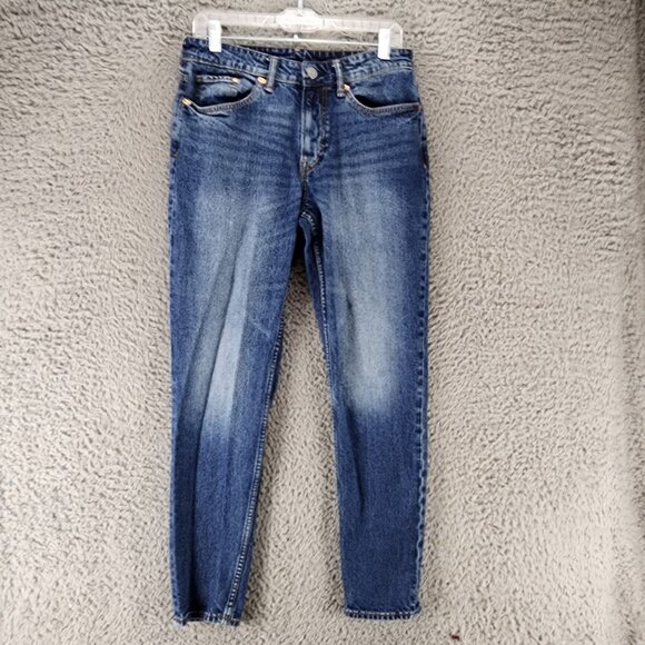 H&M Jeans Womens 30 Blue Stretch Denim Tapered Regular Fit *Read* - Picture 1 of 14